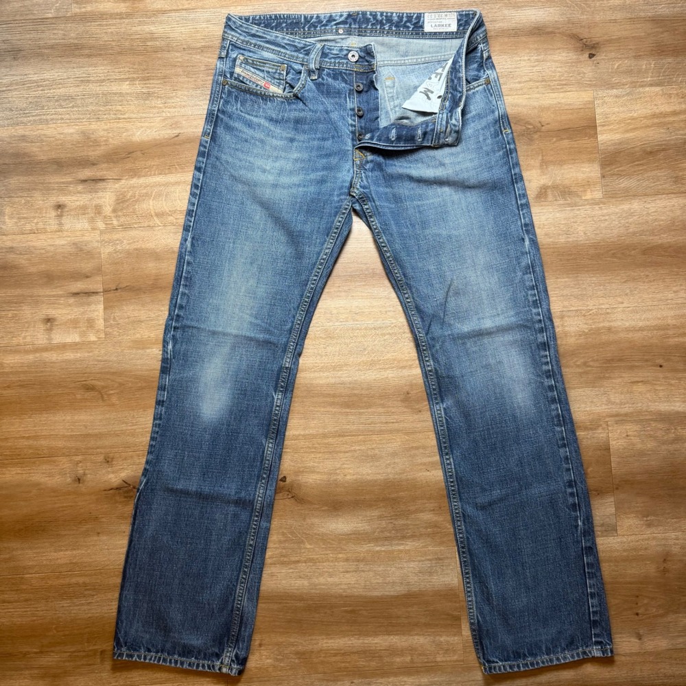 Diesel Larkee Jeans Mens 32x32 Blue Regular Straight Leg Wash 0074W Cotton